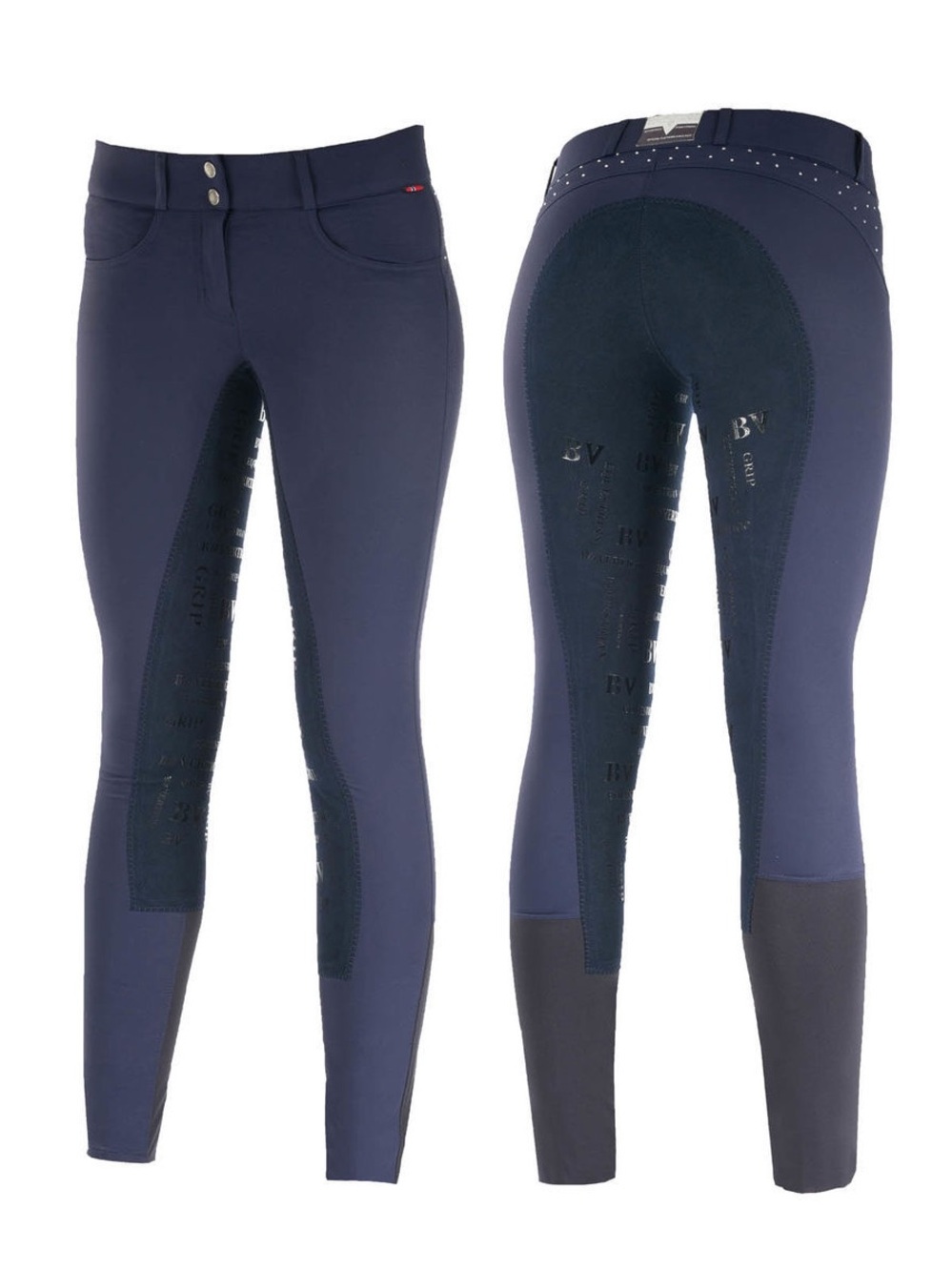 B//Vertigo Navy Equestrian Breeches with Branded Hardware